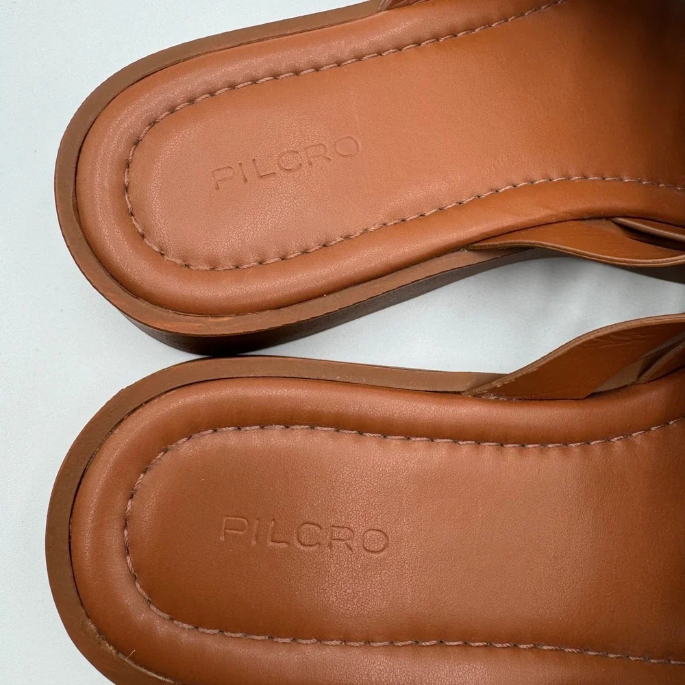 Pilcro Anthropologie Woven Slide Sandals Platform Women 40 EU 9 US Brown Leather